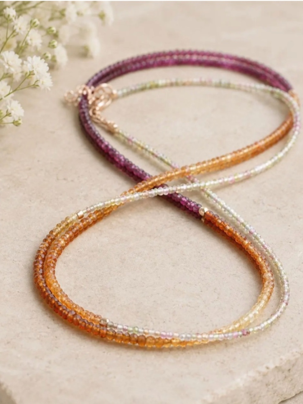 Natural Rhodolite, Sapphire Wrap Bracelet Converts to a Necklace 14K Rose Gold